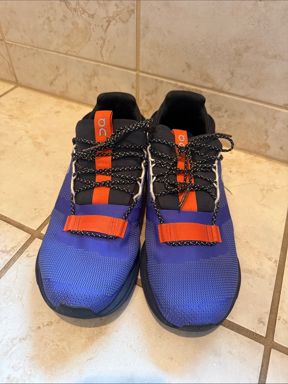 On Running Cloudnova Sneakers in Blue with Orange Accents and Black Trim